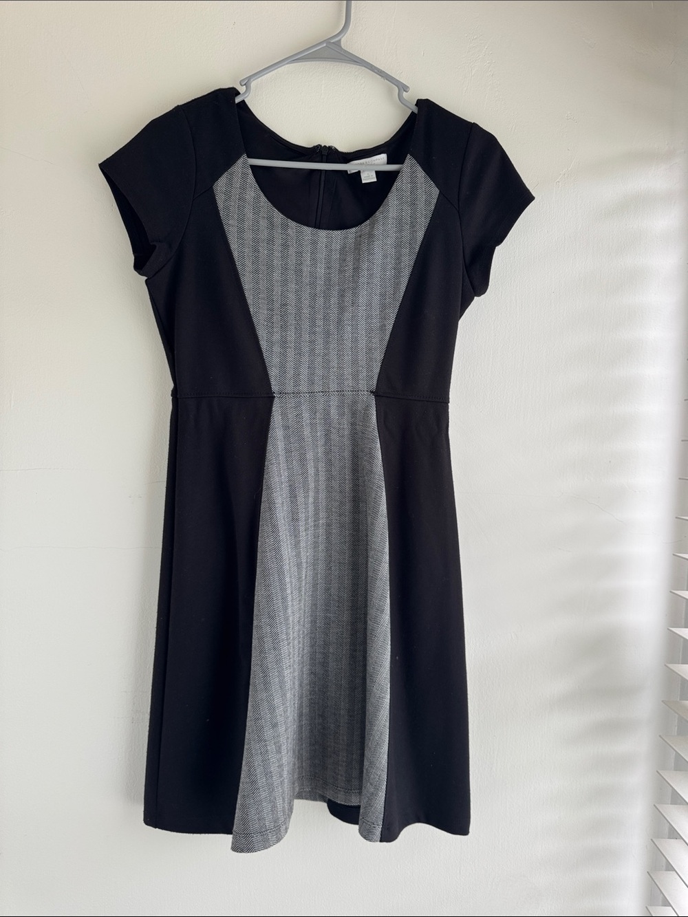 New York & Company Black Dress with Gray Contrast Panels